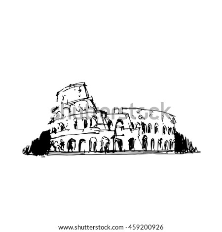 Sketch illustration of Coliseum. Hand drawn doodle.