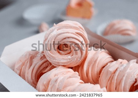 Similar – Image, Stock Photo Russian traditional zefir dessert with mint