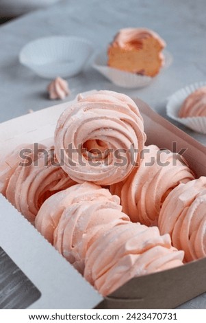 Similar – Image, Stock Photo Russian traditional zefir dessert with mint