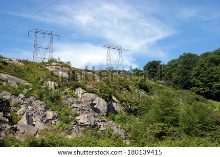 Electricity flowing through the back country of Ontario, Canada.