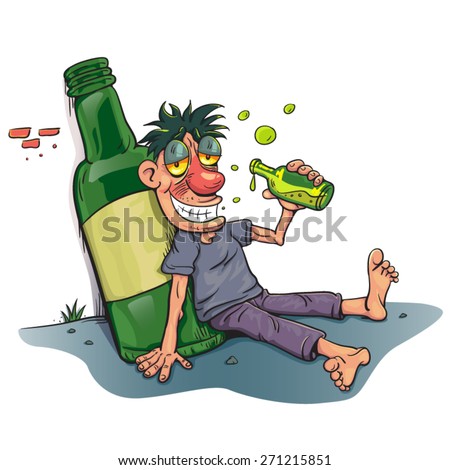 Drunk Man Beside Champagne Bottle , Vector - 271215851 : Shutterstock