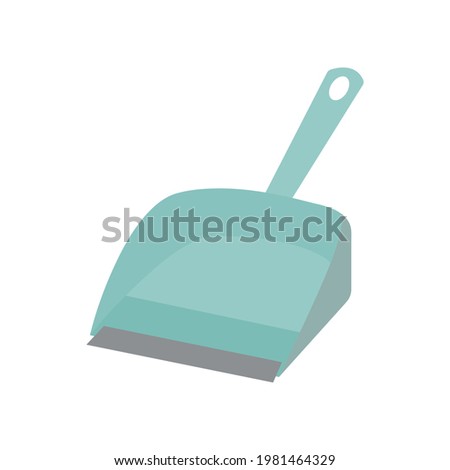Hand turquoise dustpan icon. Can be used as a symbol or sign. Cleaning service concept. Stock vector illustration isolated on white background. Flat cleaning item, handle dust pan, cleaning scoop.