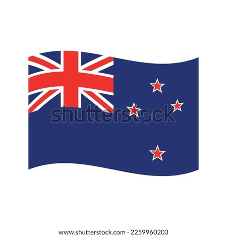 New Zealand flag sign. Polynesia and Oceania. Waitangi day. National symbol - New Zealand wavy flag icon. Anzac Day