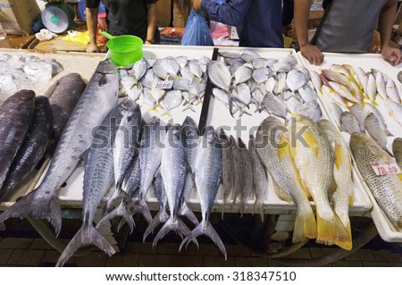 Tawau, Sabah Malaysia - September 20, 2015. A bunch of fish sell at Tawau Fish market on September 20, 2015.