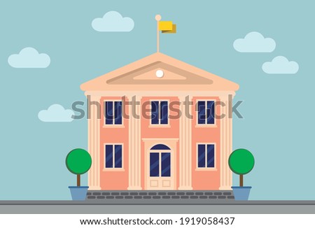 Illustration Municipal Building, City Hall, the Government, the Court. house Urban Landscape - Vector
