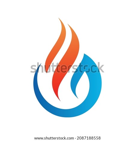 Fire Heating Cooling Snowflake Conditioning Ventilation Gear Abstract Gas Oil Water Drop Heating Sun Summer Plumbing Winter Eco Logo