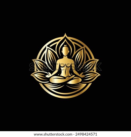 Yoga lotus and lotus flower vector logo. Meditation symbol.