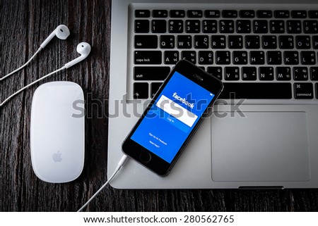 CHIANGMAI, THAILAND -MAY 22, 2015:Facebook is an online social networking service founded in February 2004 by Mark Zuckerberg with his college roommates and is now a fortune 500 company.