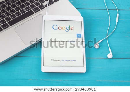CHIANGMAI, THAILAND -JUNE 30, 2015:Google is an American multinational corporation specializing in Internet-related services and products. Most of its profits are derived from AdWords.