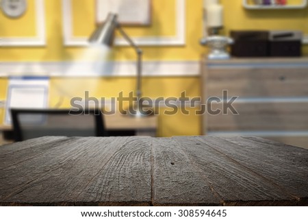 empty wooden desk and office background for presentation product
