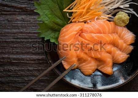 Salmon Sashi ,Sushi Japanese tradition food.