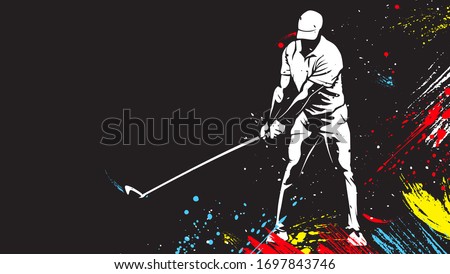 Golf player wearing golf cap. Abstract isolated vector silhouette. Golf player drawing.