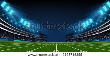 American football stadium vector illustration. Football field. Sport background. Match result template.