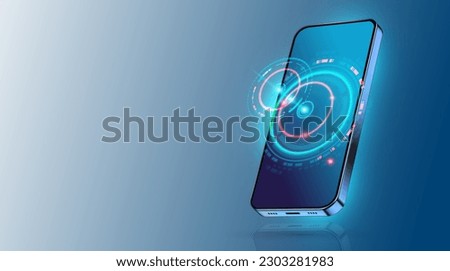 Mobile global communications. World wide web on phone via wireless satellite network technology. Smartphone digital connection at clouds services of all earth. Holographic abstract interface.