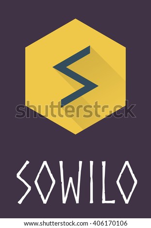 Sowilo rune of Elder Futhark in trend flat style. Old Norse Scandinavian rune. Germanic letter. Vector illustration.