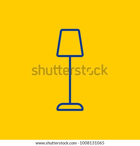 Tall stand lamp blue line icon on yellow background
