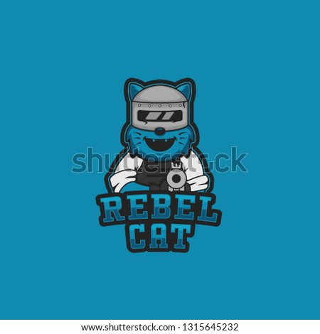 Rebel cat logo mascot illustration for gaming gamer or streamer of esport