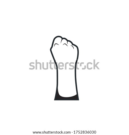Vector fist hand revolution demonstration protestor fighter back rear view illustration