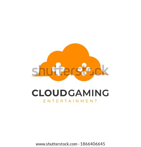 Digital cloud gaming computer logo, game streaming technology logo icon template