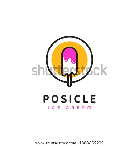 Popsicle melting or pink ice cream logo icon symbol