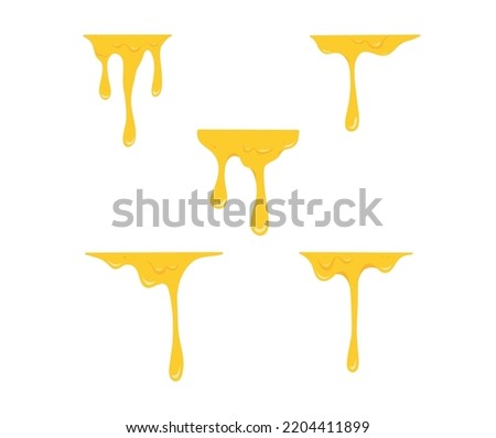 melting cheese drops set illustration with flat top for decoration