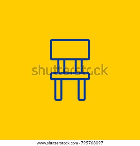 Blue line chair icon on yellow background