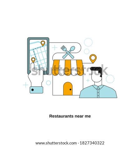 Restaurants near me. Vector template for website, mobile website, landing page, ui.