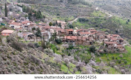 Mountain village of Lazania in Nicosia District at Troodos mountains in Cyprus. The village is located near famous Machairas monastery.