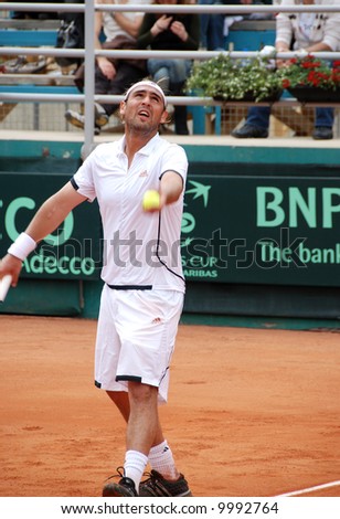 Pagdatis in action during Davis Cup in Cyrpus.