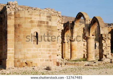Ancient temple with columns and pillars form an old village in CYPRUS