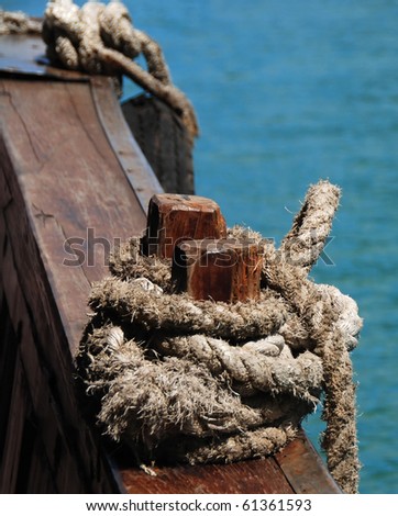 Tied knot on a sailing ship