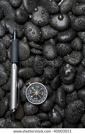 Compass with rock cover water drop