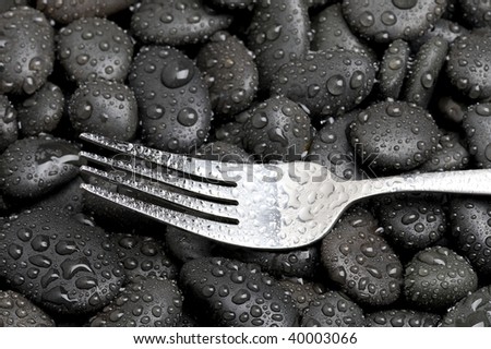 Fork with rock cover water drop