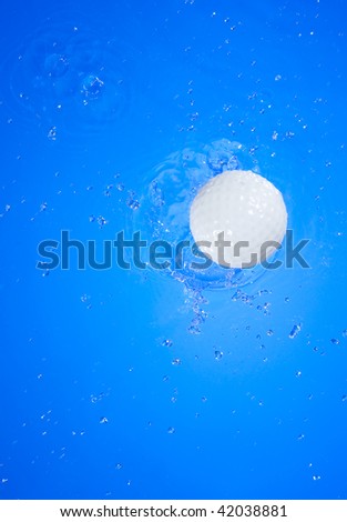 Golf ball and splashing water