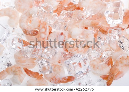 Shrimp frozen with cube ice