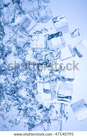 Abstract with blue ice. Creative splashing water