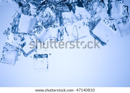 Abstract with blue ice. Creative splashing water