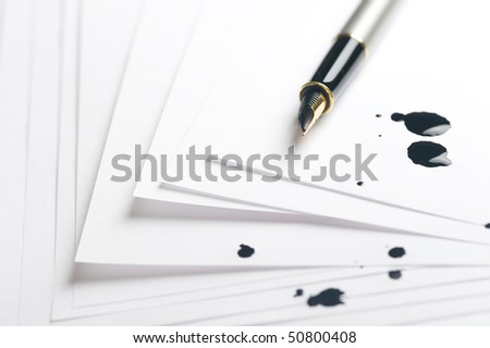 Pen on the white paper