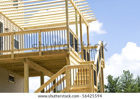 Outdoor deck. Wood construction