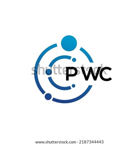 PWC letter technology logo design on white background. PWC creative initials letter IT logo concept. PWC letter design.