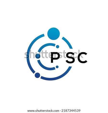 PSC letter technology logo design on white background. PSC creative initials letter IT logo concept. PSC letter design.