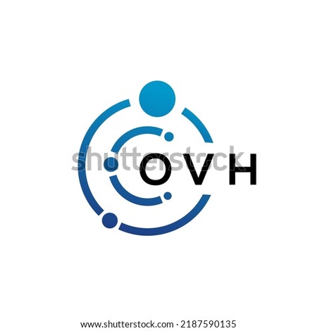 OVH letter technology logo design on white background. OVH creative initials letter IT logo concept. OVH letter design.