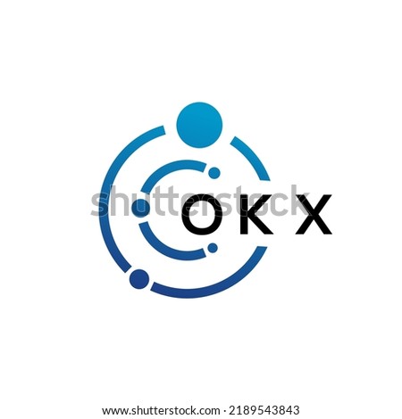 OKX letter technology logo design on white background. OKX creative initials letter IT logo concept. OKX letter design.