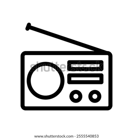 Outline radio icon. FM broadcast symbol. Editable stroke. Isolated vector illustration