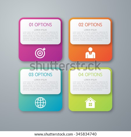 Vector illustration infographics squares with rounded corners.