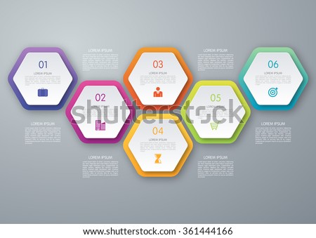 Vector circle hexagon infographic. Template for diagram, graph, presentation and chart. Business concept with 6 options, parts, steps or processes. Abstract background.