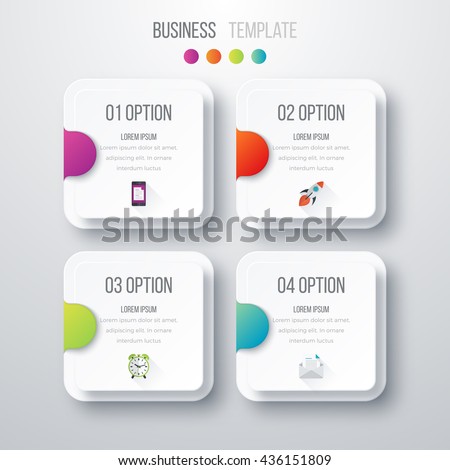 Vector illustration of four square infographics. Stock vector