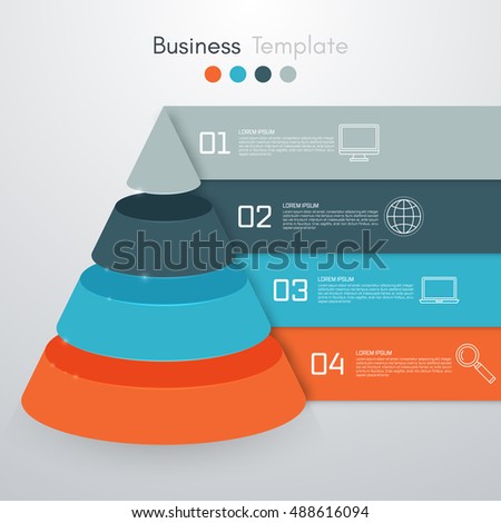 Vector illustration infographics four options pyramid. Stock vector
