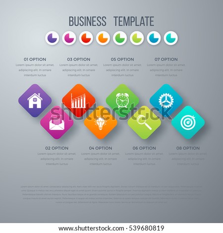 Vector square infographics with icons. Template for presentation. Diagram concept with 8 parts