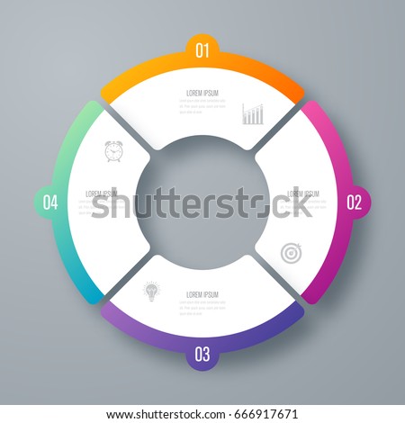 Infographics template four options with circles. Can be used for workflow layout, diagram, number options, step up options, web design, presentations